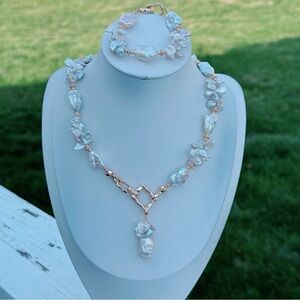 26X256 New Handmade Freshwater Baroque Pearl Necklace Bracelet Set 18”&7”